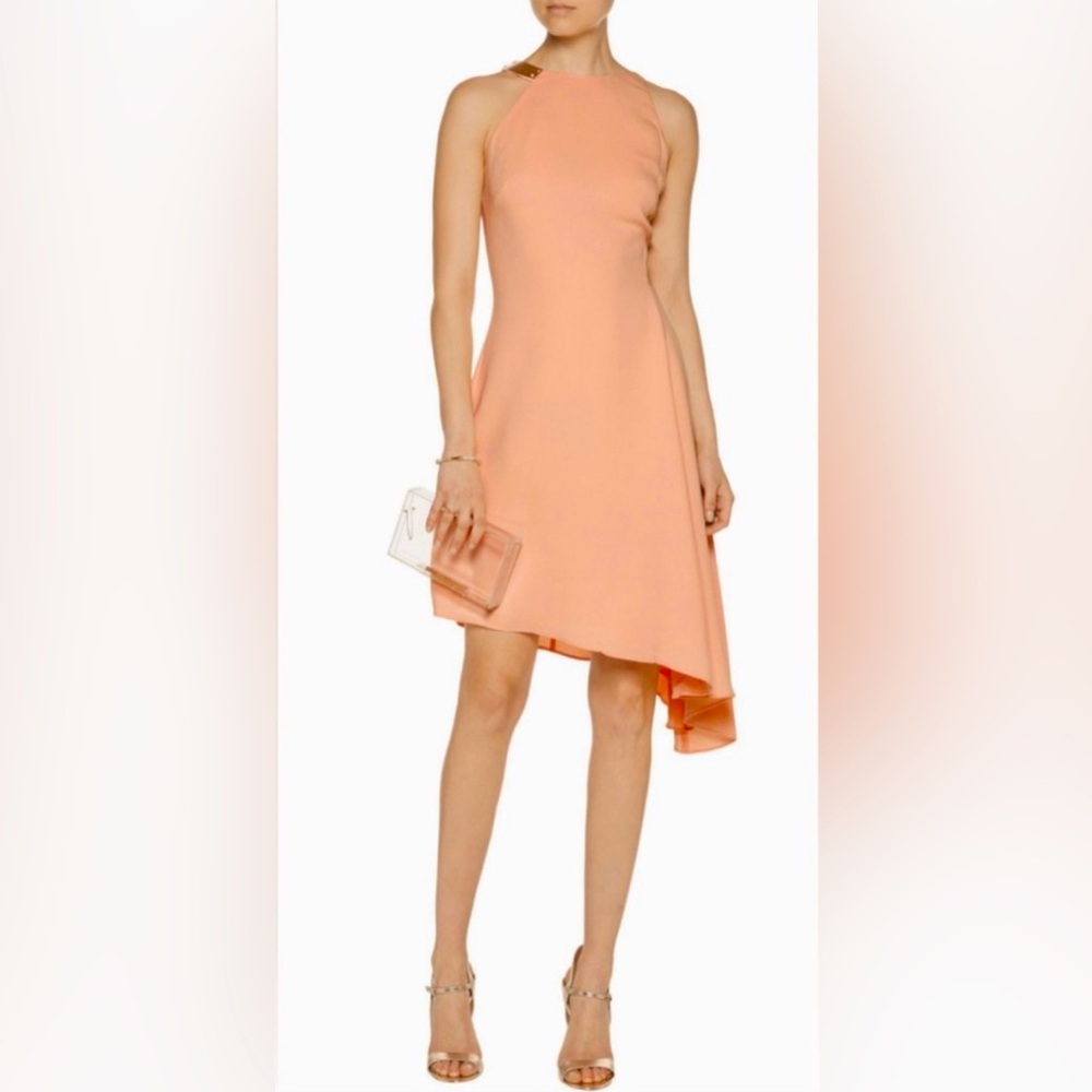 Halston Heritage Cutout Asymmetric Crepe Mini Dress